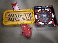 Poker Wall Clock & Beetle Juice Sign