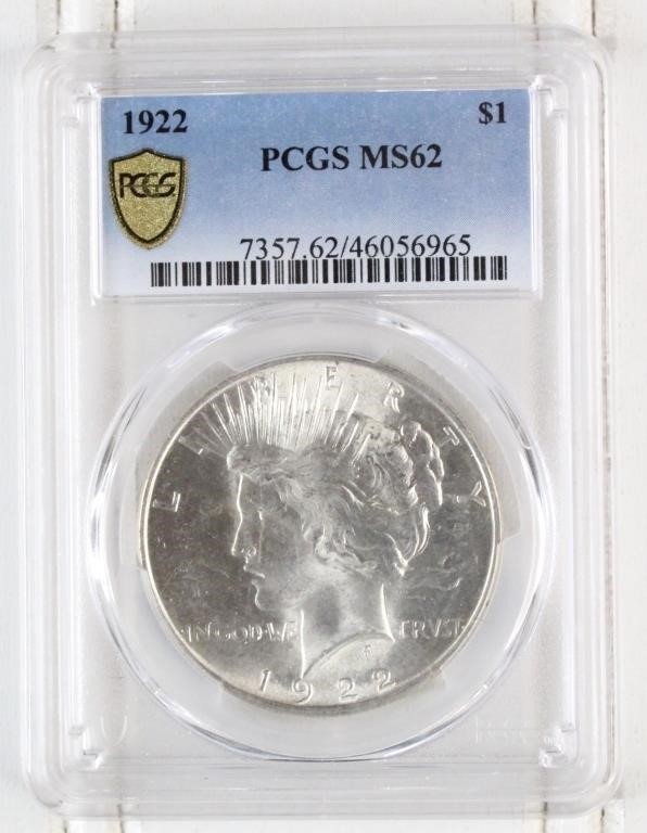1922-P Peace Silver Dollar PCGS MS 62