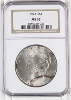 1923-P Peace Silver Dollar NGC MS 63