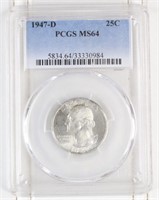 1947-D Washington Silver Quarter PCGS MS 64