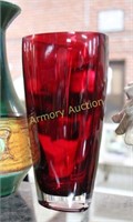 RUBY RED GLASS VASE