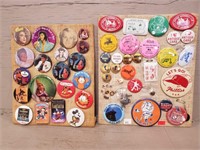 Assorted Sports Pins, Cartoon Character Pins, and