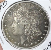 1890-P Morgan Silver Dollar AU 50