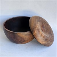 Large Wooden Apple Bowl w/Lid