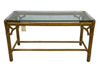 Glass Top Rattan Bamboo Table
