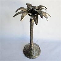 Large Palm Tree Candle Holder -Plated Metal
