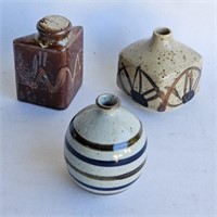 3 Small Pottery Bottles -Vintage Japan