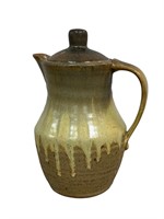 Signed Lidded Pottery Pitcher by Ripley