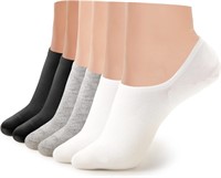 Funnytree 6-Pair No Show Socks - Black/White/Gray