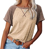 Women's Short Sleeve Raglan Color Block Top