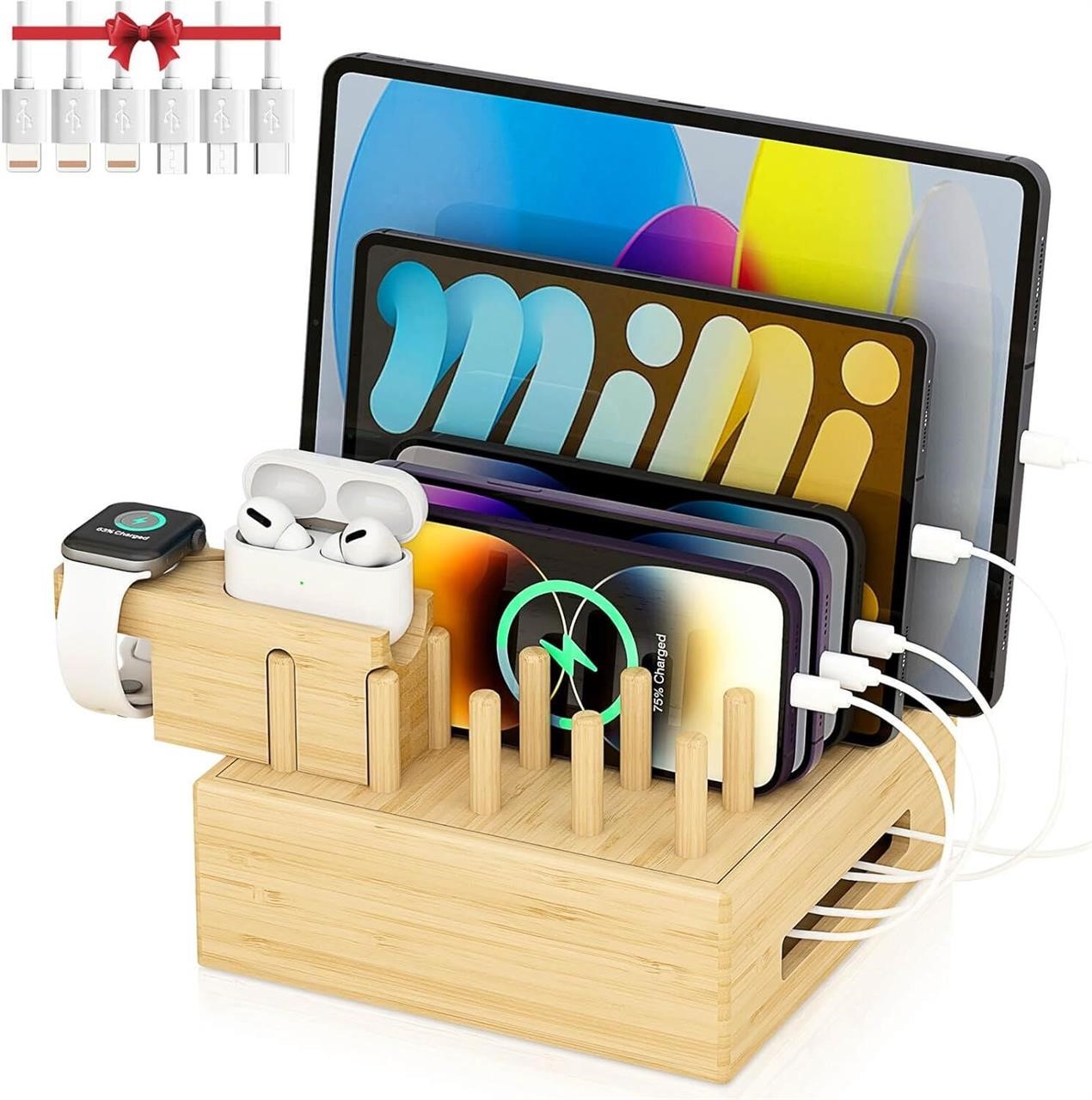 $50  Bamboo Charging Station  7 Ports  Watch Stand