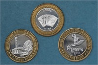 3 Classic Casino Tokens w/ Silver Centers