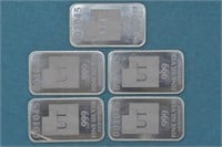 10 - 0.5ozt Silver .999 Bars (5ozt TW)
