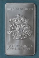 10ozt Silver .999 Piece of Liberty Bar