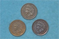 1879, 1907 and 1909 Indian Head Cents