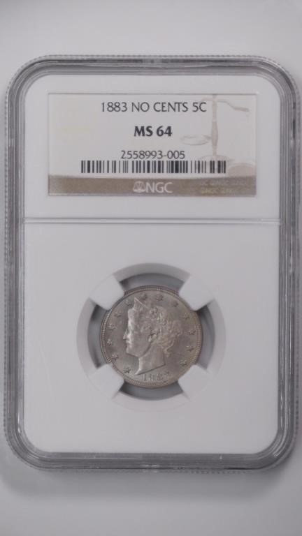 1883 Liberty Head Nickel NGC MS64 No Cents