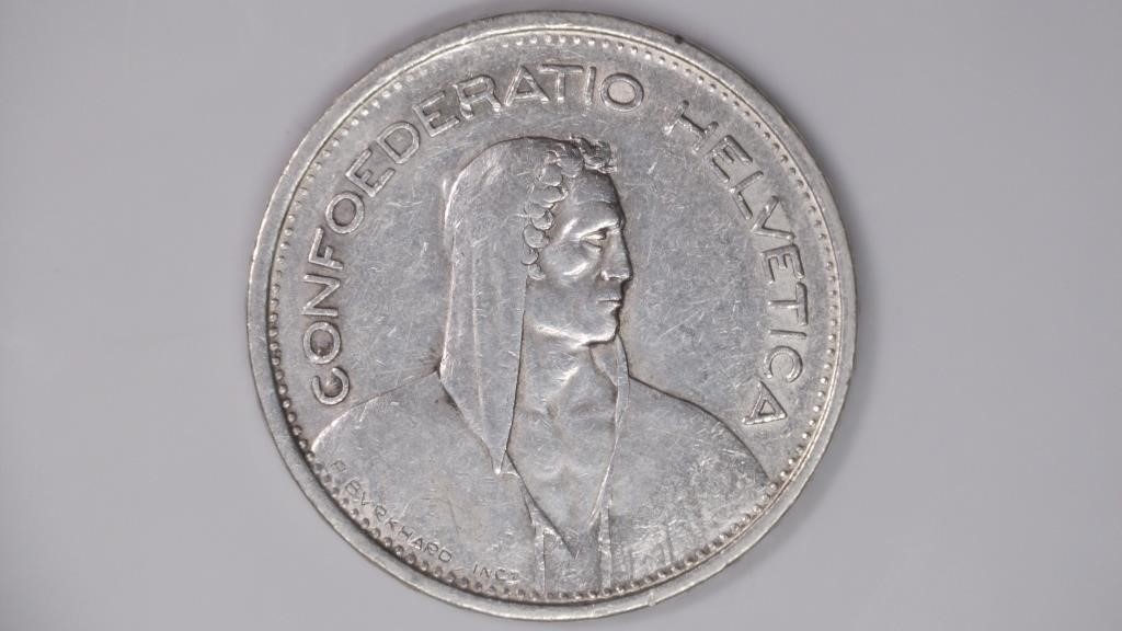 1949 Switzerland  5 Francs Silver