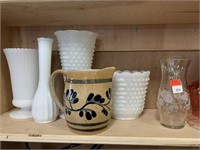 Fire King Hobnail Dish, Vases, Lantern and Others