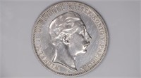 1910-A German Prussia 5 Marks Silver