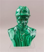 Malachite Carved Man Portrait MAITRE Kalenga