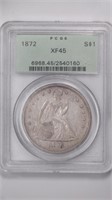 1872 Seated Liberty Silver Dollar PCGS XF45