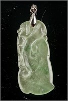Burma Icy Green Jadeite Carved Lingzhi Pendant