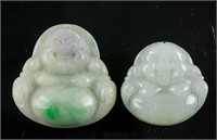 Lot of 2 Burma Green Jadeite Happy Buddha Pendant