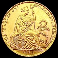1966 Peru .2666oz Gold 20 Sol UNCIRCULATED