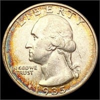 1935-S Toned Washington Silver Quarter CHOICE AU