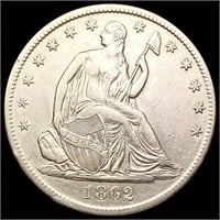 1862-S Seated Liberty Half Dollar CHOICE AU