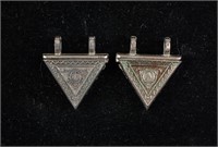 Pair of Turkish Metallic Triangular Pendants