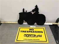 Tractor silhouette & No Trespassing sign