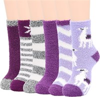 $14  Durio Fuzzy Socks Non-Slip  One Size  Purple