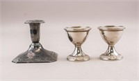 Silver-plated Candle Holder and 2 Egg Cups IANTHE