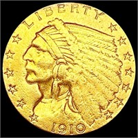 1910 $2.50 Gold Quarter Eagle CLOSELY