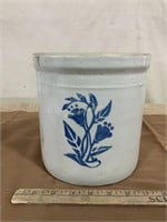 Western Stoneware Blue Floral Crock