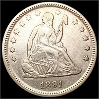 1891 Seated Liberty Quarter CLOSELY UNCIRCULATED