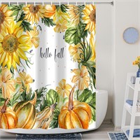 $13  Floral Pumpkin Shower Curtain M/W59 H70 Yello