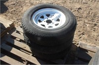 (3) Trailer Rims 5 Bolt w/ Bad Tires 205/75R15