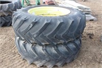 (2) BKT 20.8R38 Tractor Tires on Rims
