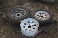 (3) 5 Bolt Trailer Rims,  (2) Have Tires