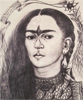 Colombian Litho on Paper Signed Frida Kahlo P.A.