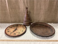 Decorative Vase, Clock, & Wall Hanging