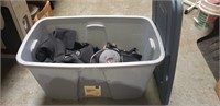 Box Lot Of Assorted Clothing & Hats w/ Plastic