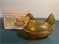 Amber Hen on Nest - Indiana Glass Co