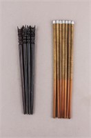 Chinese Wooden Carved Chopsticks 11pc