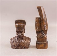 Two Chinese Carved Wooden Sculptures