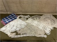 Crocheted  doilies and dresser scarf. 2  Tatted