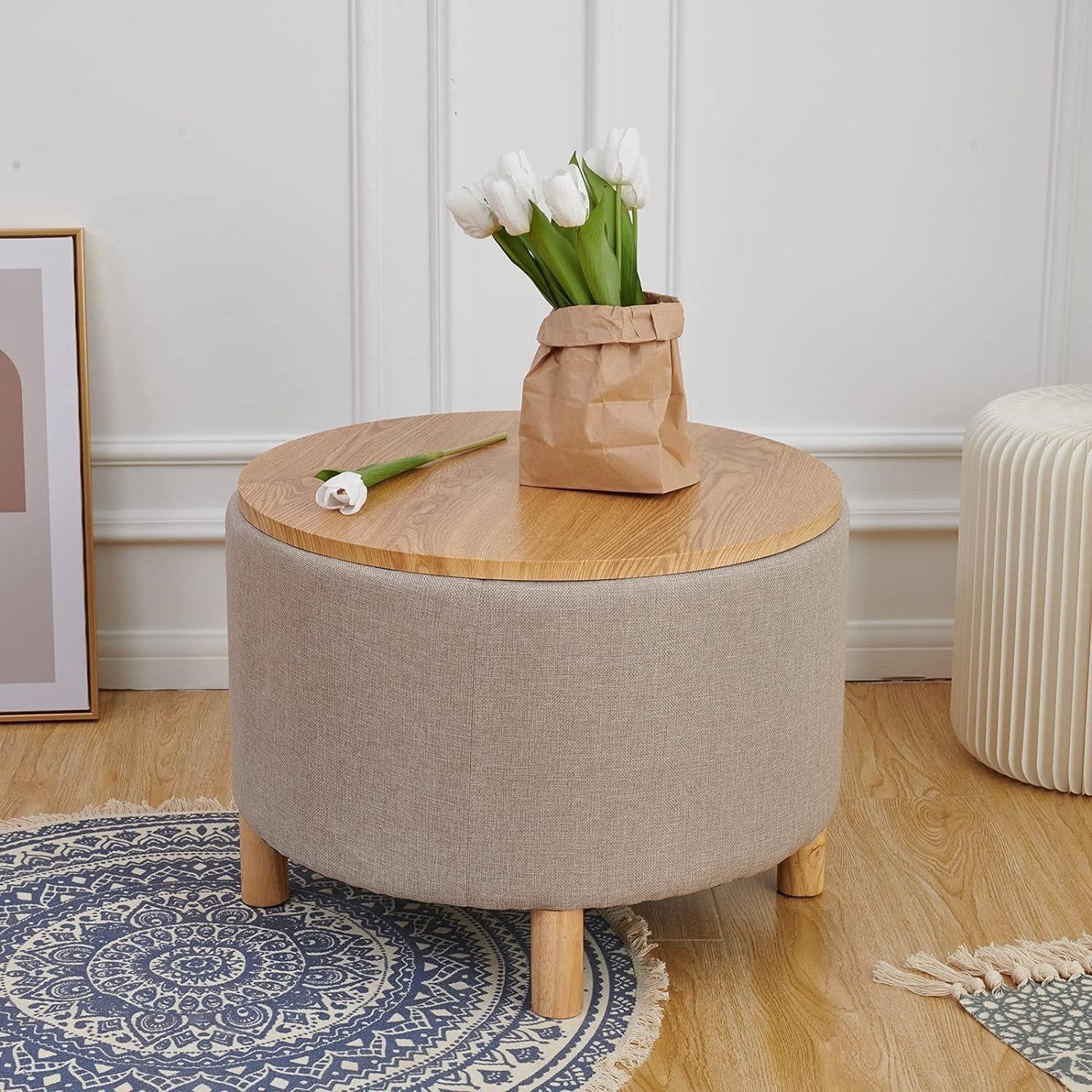 Simple&Opulence Modern Round Coffee Table Ottoman