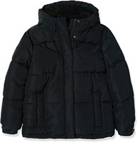 Hooded Puffer Jacket, Black, 3X